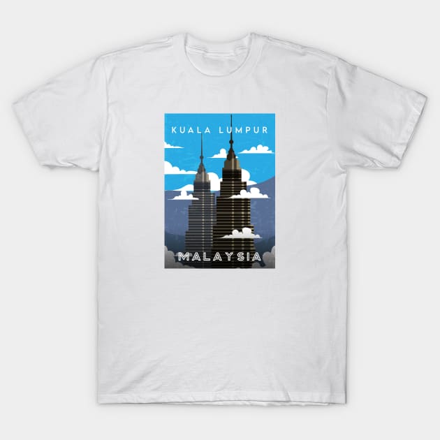 Kuala lumpur, Malaysia. Retro travel poster T-Shirt by GreekTavern